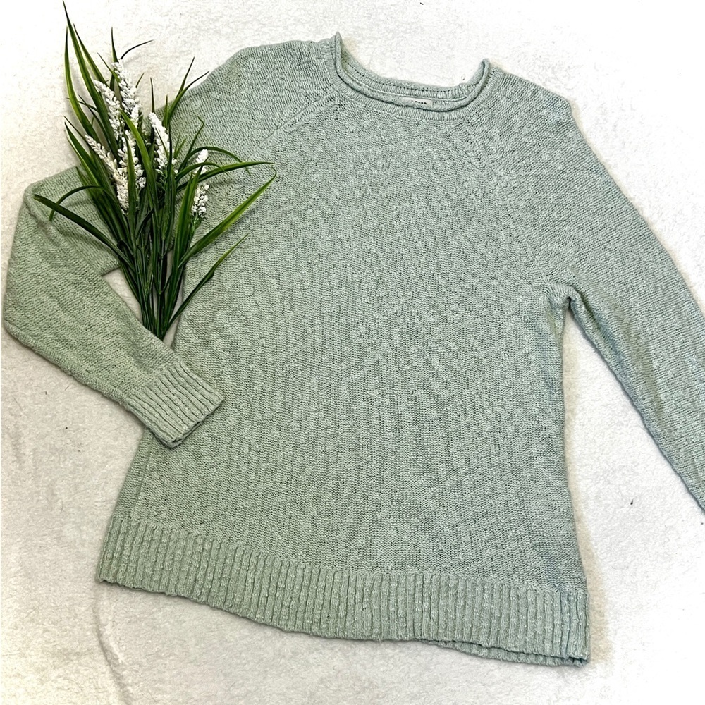 LL Bean Aqua Mint Boucle Knit Lightweight Sweater - Medium